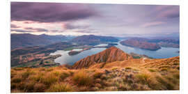 Foam board print Sunset on Wanaka lake, New Zealand