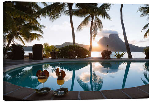 Canvas print Cocktails by the swimming pool, Bora Bora