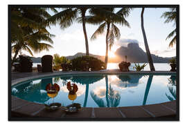 Gerahmter Kunstdruck Cocktails am Pool, Bora Bora