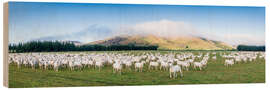 Tableau en bois Troupeau de moutons