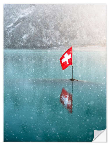 Wall sticker Swiss flag in the Oeschinensee