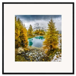 Innrammet kunsttrykk Indian Summer in Valais, Switzerland