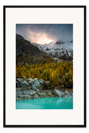 Gerahmter Kunstdruck Lärchenwald in Abendstimmung