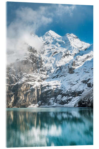 Tableau en verre acrylique Première neige sur Oeschinensee