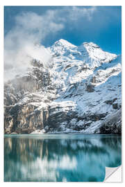 Selvklebende plakat First snow on Oeschinensee