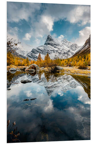 Tableau en PVC Miroir des montagnes suisses en Valais