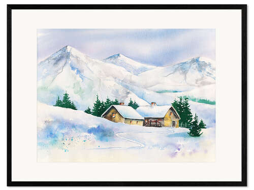 Impression artistique encadrée Idylle hivernale
