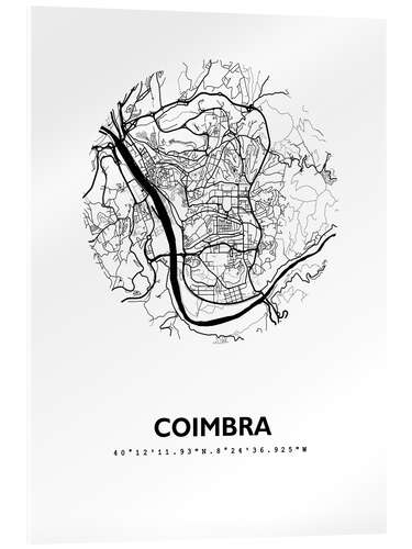 Acrylglasbild Stadtplan von Coimbra