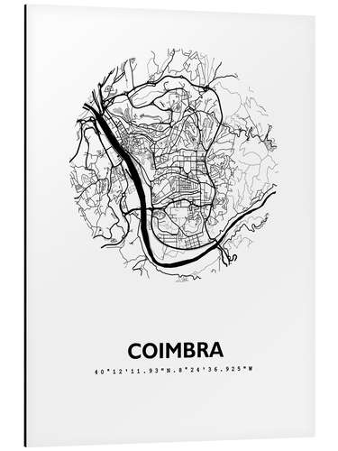 Print på aluminium City map of Coimbra