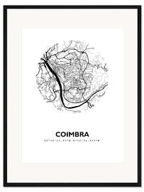 Gerahmter Kunstdruck Stadtplan von Coimbra