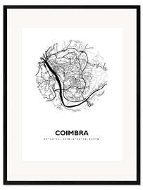 Impression artistique encadrée Plan de la ville de Coimbra