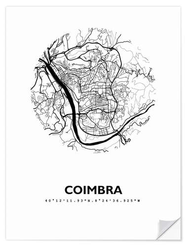 Naklejka na ścianę City map of Coimbra