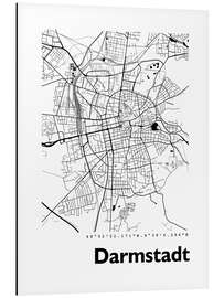 Tableau en aluminium Plan de la ville de Darmstadt