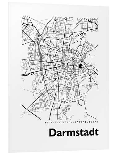 Foam board print Darmstadt city map