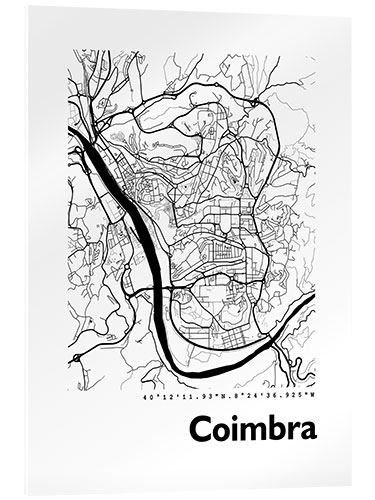 Acrylic print City map of Coimbra