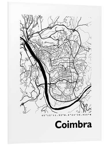 Print på skumplade City map of Coimbra