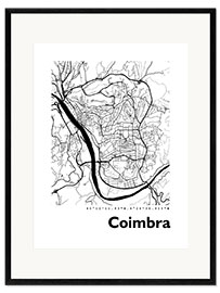 Impresión de arte enmarcada Mapa de la ciudad de Coimbra