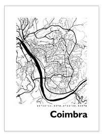 Poster Stadtplan von Coimbra