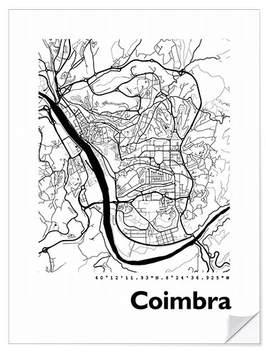 Sticker mural Plan de la ville de Coimbra