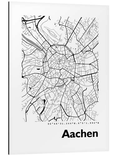 Aluminium print Aachen city map