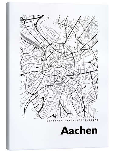 Canvas print Aachen city map