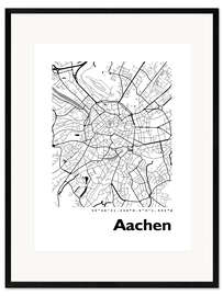 Innrammet kunsttrykk Aachen city map