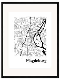 Gerahmter Kunstdruck Karte von Magdeburg