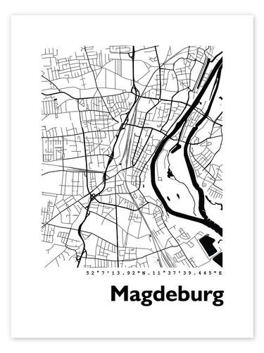 Póster Mapa de Magdeburgo
