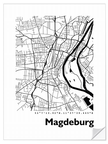 Sticker mural Carte Magdebourg