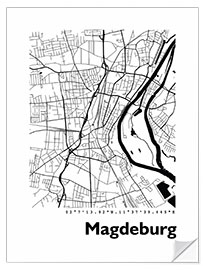 Sticker mural Carte Magdebourg