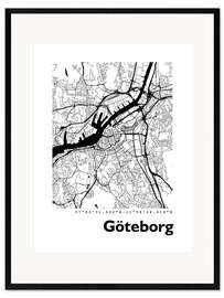 Impression artistique encadrée Carte de Göteborg