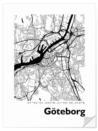 Sticker mural Carte de Göteborg