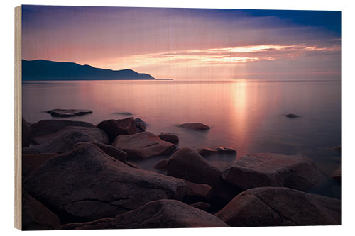 Wood print Pink sunset on the Siberian lake Baikal