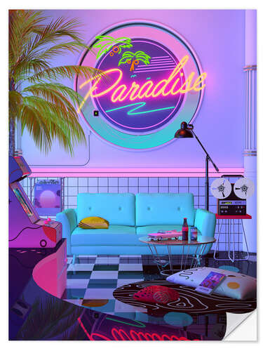 Selvklebende plakat Paradise 80s