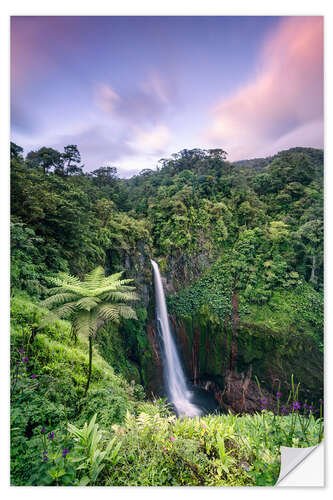 Selvklebende plakat Waterfall in Costa Rica