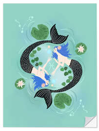 Selvklebende plakat Pisces zodiac