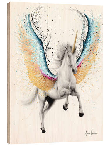 Wood print Whimsical Unicorn