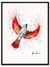 Gerahmter Kunstdruck Kardinal mit goldenen Federn