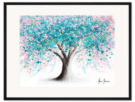 Gerahmter Kunstdruck Türkiser Blütenbaum