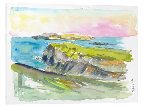 Foam board print Isle of Man Calf Sound shoreline with cliffs