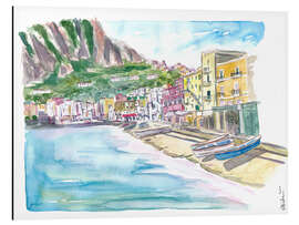 Aluminium print Marina Grande Capri quiet morning with boats and waterfront