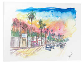 Foam board print Sunset Blvd Los Angeles in the rainbow colored sunset