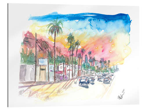 Galleriprint Sunset Blvd Los Angeles in the rainbow colored sunset