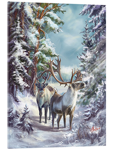 Obraz na szkle akrylowym Reindeer in winter