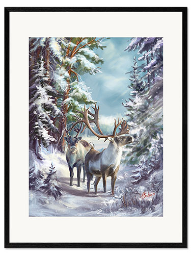 Impresión de arte enmarcada Reno en invierno