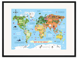 Gerahmter Kunstdruck Weltkarte für Kinder