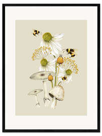Gerahmter Kunstdruck Floral mit Hummeln