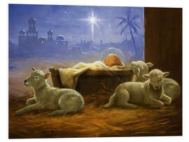 Foam board print Baby Jesus with sheeps