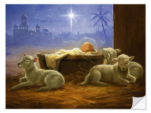 Sisustustarra Baby Jesus with sheeps