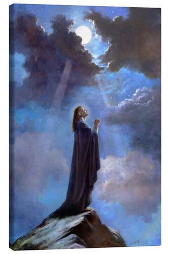 Canvastavla Praying Jesus in the night